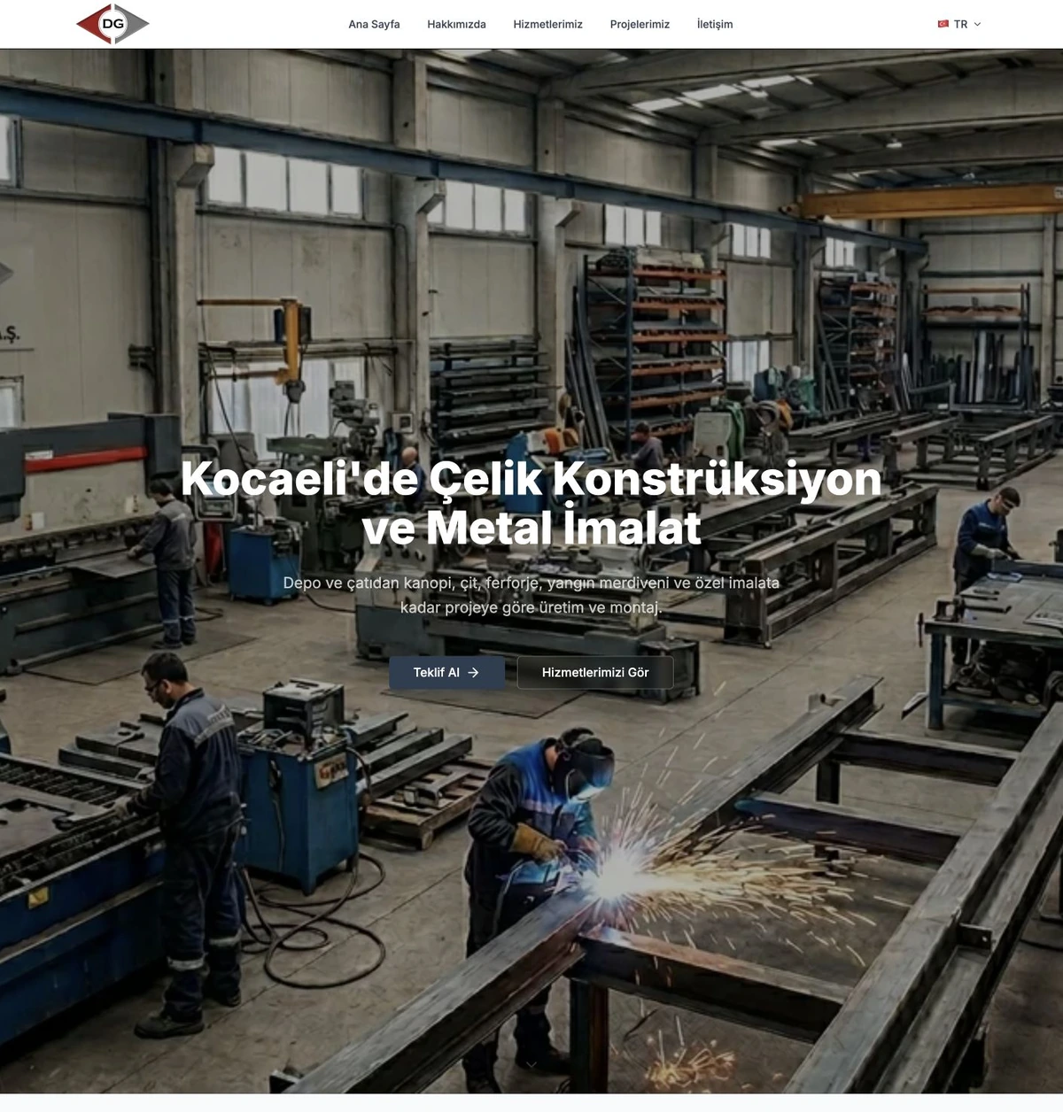 DG Endüstriyel business website homepage